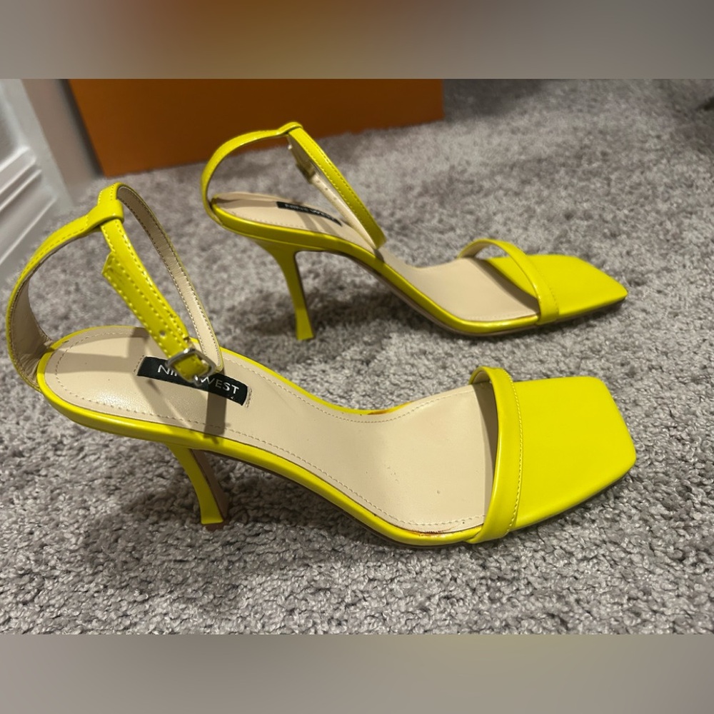 Nine West Bright Yellow Heeled Sandals